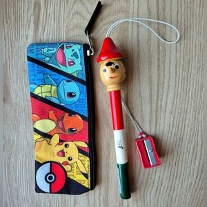 Pokemon Pencil Case Bioworld&New Pinocchio Pencil -Sharpener